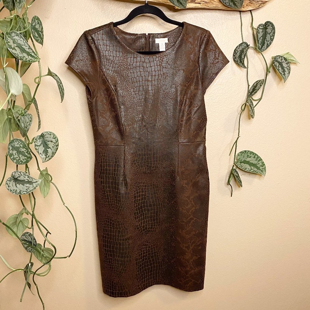 Chicos Brown Snake Print Fitted Dress